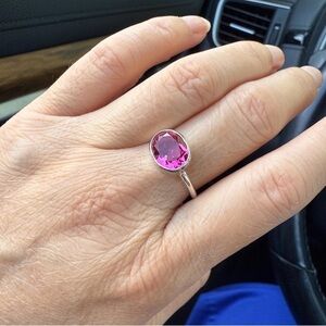 Pink Spinel Quartz Rose Gold Plated Ring. Size 8.5